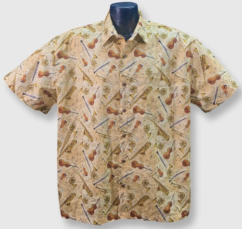 Musical Instruments Hawaiian Shirt- Made in USA- 100% Cotton